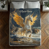 Mythische gouden gevleugelde Pegasus Ocean Fantasy Fleece Deken