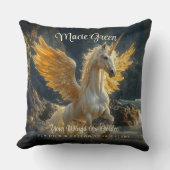 Mythische gouden gevleugelde Pegasus Ocean Fantasy Kussen (Voorkant)