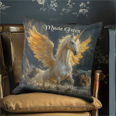 Mythische gouden gevleugelde Pegasus Ocean Fantasy Kussen