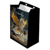 Mythische gouden gevleugelde Pegasus Ocean Fantasy Medium Cadeauzakje (Voorkant Gekanteld)