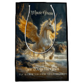 Mythische gouden gevleugelde Pegasus Ocean Fantasy Medium Cadeauzakje (Voorkant)