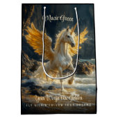Mythische gouden gevleugelde Pegasus Ocean Fantasy Medium Cadeauzakje (Achterkant)