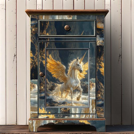 Mythische gouden gevleugelde Pegasus Ocean Fantasy Tissuepapier