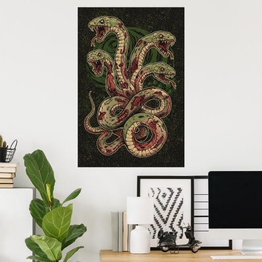 Mythische Groene Slang Horror Kunst Poster (Thuiskantoor)
