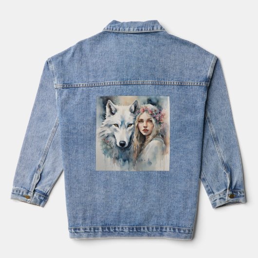 Mythische Harmonie van de Natuur Denim Jacket (Achterkant)