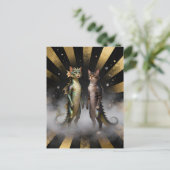 Mythische kat-draak wezens briefkaart (Staand voorkant)