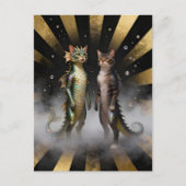 Mythische kat-draak wezens briefkaart (Voorkant)