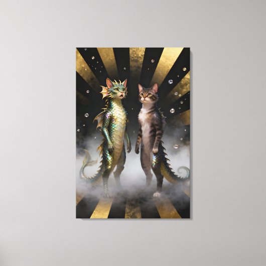 Mythische kat-draakwezens canvas afdruk (Voorkant)