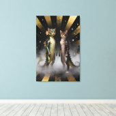 Mythische kat-draakwezens canvas afdruk (Insitu (Houten vloer))