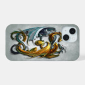Mythische Keltische Draken Fantasy Tattoo Kunst iPhone 15 Case (Achterkant horizontaal)