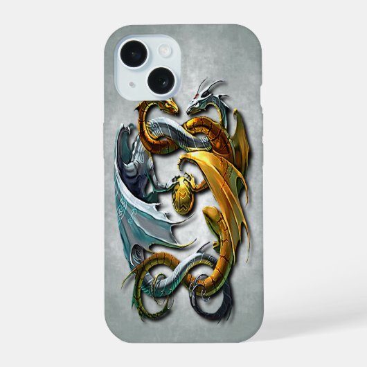 Mythische Keltische Draken Fantasy Tattoo Kunst iPhone 15 Case (Achterkant)