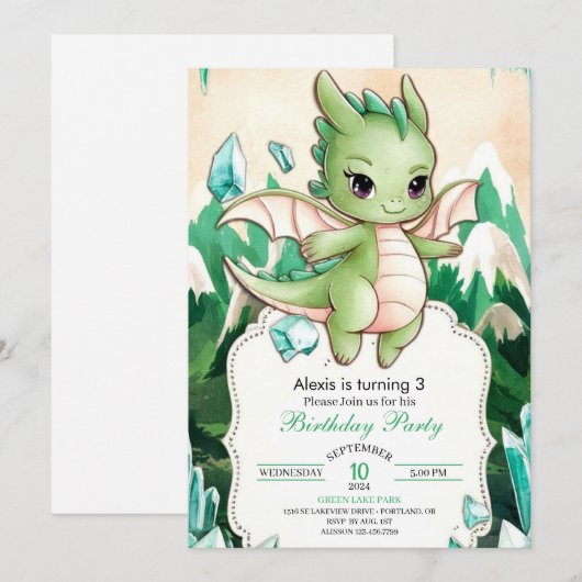 Mythische Kinder Draak Verjaardag Kaart (Voorkant / Achterkant)