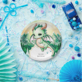 Mythische Kinder Draak Verjaardag Papieren Bordje