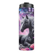 Mythische Kosmische Vlinders van het Zwarte Paard Thermosbeker (Voorkant)