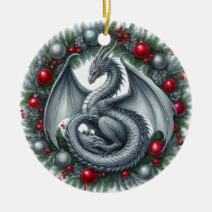 Mythische Kransbewaarders van de Winter Keramisch Ornament