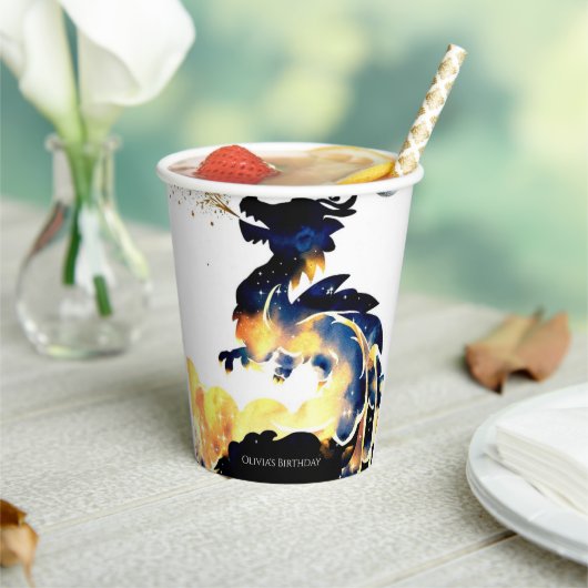 Mythische leuke draak verjaardag papieren bekers (Insitu)