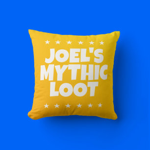 Mythische Loot Gamer Geel Wit Jongens Naam Kussen
