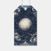 Mythische maan omgeven door vier gezichten cadeaulabel (Voorkant)