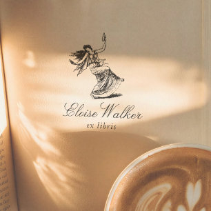 Mythische Nimf Illustratie Ex Libris Boek Rubberstempel