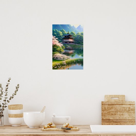 Mythische oase in het bos poster (Keuken)