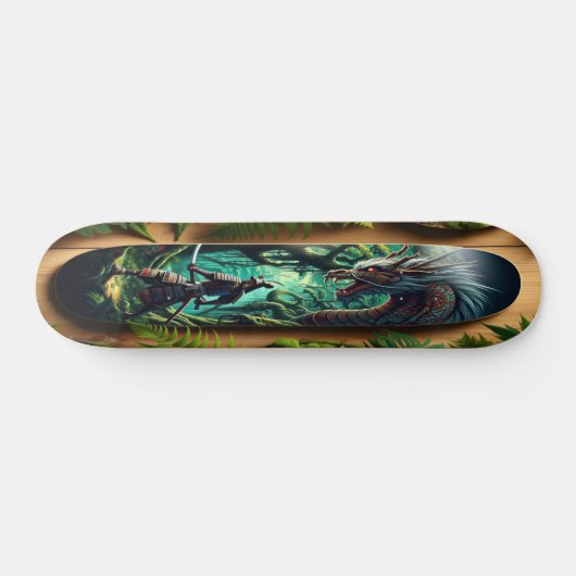 Mythische ontmoeting in het bos persoonlijk skateboard (Horizontaal)