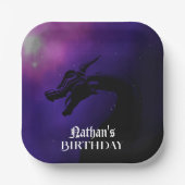 Mythische Paarse Draak Verjaardag Papieren Bordje (Voorkant)