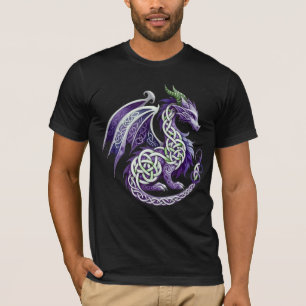 Mythische Paarse Keltische Draak Fantasy Kunst T-shirt