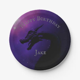 Mythische Paarse maanverlichte draak Happy Birthda Papieren Bordje