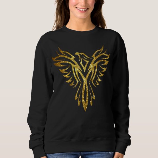 Mythische Phoenix Bird Rising Logo (Faux Gold) Trui (Voorkant)