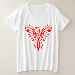 Mythische Phoenix Bird Rising Logo (rood) Grote Maat T-shirt