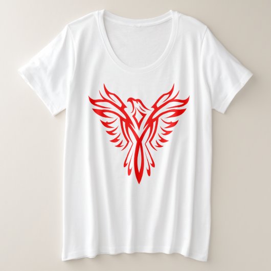 Mythische Phoenix Bird Rising Logo (rood) Grote Maat T-shirt (Design voorkant)