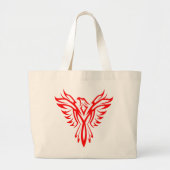 Mythische Phoenix Bird Rising Logo (rood) Grote Tote Bag (Voorkant)