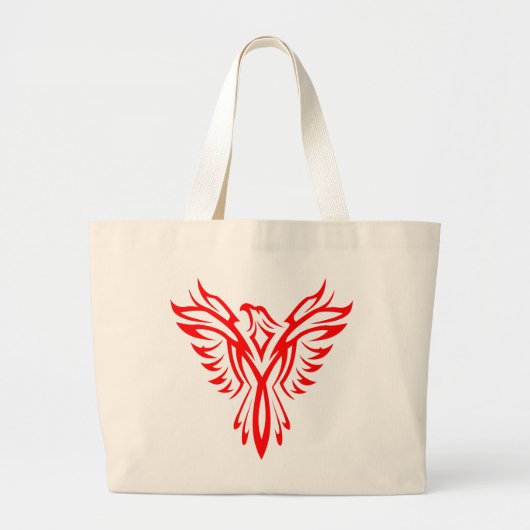 Mythische Phoenix Bird Rising Logo (rood) Grote Tote Bag (Voorkant)