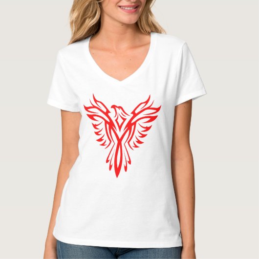 Mythische Phoenix Bird Rising Logo (rood) T-shirt (Voorkant)