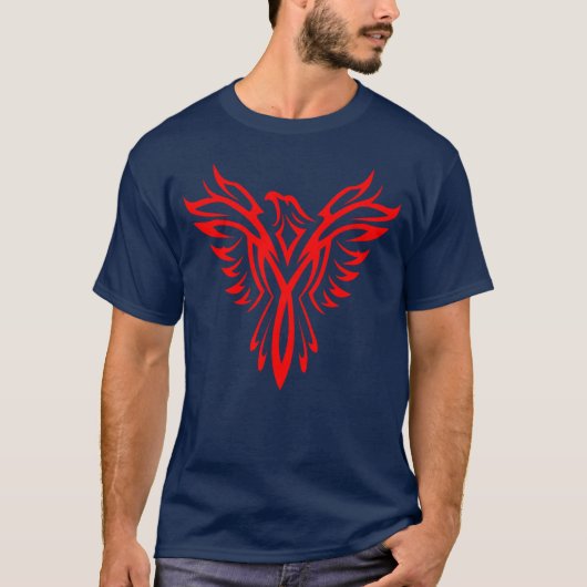 Mythische Phoenix Bird Rising Logo (rood) T-shirt (Voorkant)