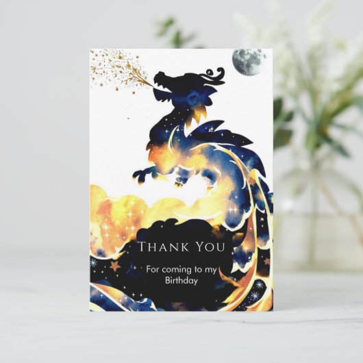 Mythische Plezier Draak Verjaardag Bedankkaart (Staand voorkant)