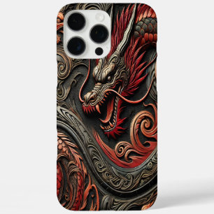 Mythische Rode Draak Reliëf iPhone 16 Pro Max Hoesje