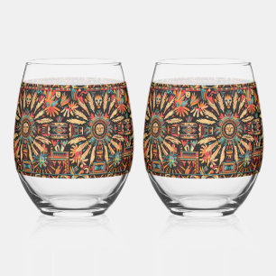 Mythische saffier "Aztec Dream" 16oz Stemless Wine Wijnglas Zonder Voet