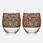 Mythische saffier "Aztec Dream" 16oz Stemless Wine Wijnglas Zonder Voet (Links)