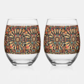 Mythische saffier "Aztec Dream" 16oz Stemless Wine Wijnglas Zonder Voet (Rechts)