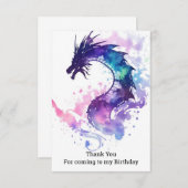 Mythische Sfeervolle Kinderen Draak Verjaardag Bedankkaart (Voorkant / Achterkant)