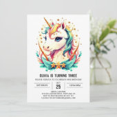 Mythische sierlijke eenhoorn verjaardag kaart (Staand voorkant)