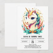Mythische sierlijke eenhoorn verjaardag kaart (Voorkant / Achterkant)