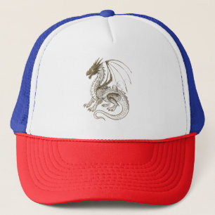 Mythische Silver Dragon Fantasy Graphic Trucker Pet