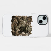 Mythische Stenen Bewaker Fantasy Sticker iPhone Hoesje (Achterkant horizontaal)