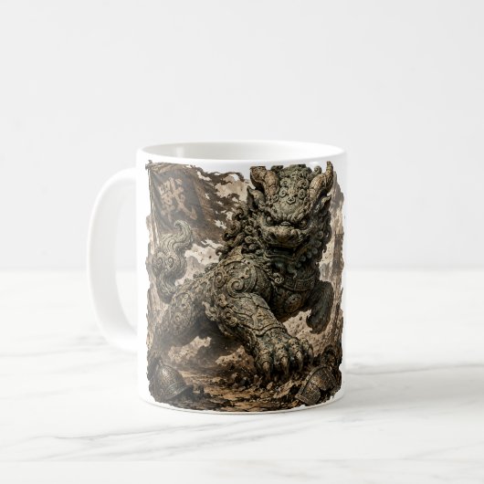 Mythische Stenen Bewaker Fantasy Sticker Koffiemok (Voorkant links)