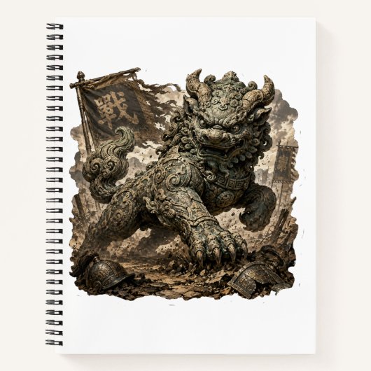 Mythische Stenen Bewaker Fantasy Sticker Notitieboek (Voorkant)