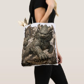 Mythische Stenen Bewaker Fantasy Sticker Tote Bag (Dichtbij)
