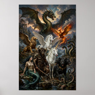 Mythische tien legendarische wezens fantasy poster