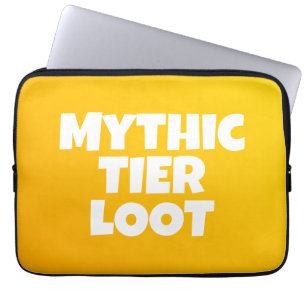 Mythische Tier Loot Geel Typografie Gamer Laptop Sleeve